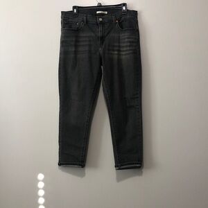 Levi's Women's Boyfriend Cropped Jeans - Dark Gray